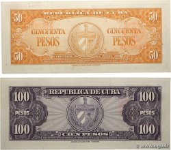 50 et 100 Pesos Lot CUBA  1950 P.081a et P.082a AU+