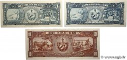 1 et 10 Pesos Lot CUBA  1956 P.087a/b et P.088a UNC-