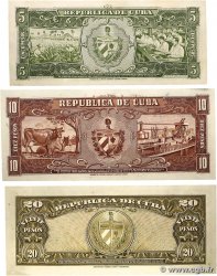 5, 10 et 20 Pesos Lot CUBA  1960 P.080c, P.088c et P.091c SC