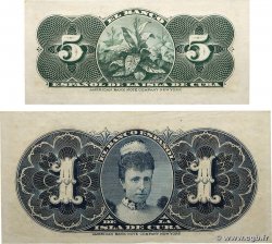 5 Centavos et 1 Peso Lot CUBA  1896 P.045a et P.047a SC+