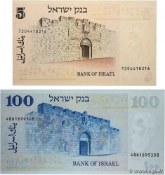 5 et 100 Lirot Lot ISRAEL  1973 P.38 et P.41 UNC