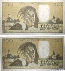 500 Francs PASCAL Consécutifs FRANCE  1988 F.71.38 AU+