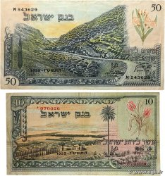 10 et 50 Lirot Lot ISRAËL  1955 P.27a et P.28a TB