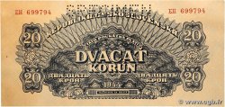 20 Korun Spécimen CZECHOSLOVAKIA  1944 P.047s AU