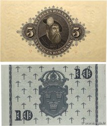 5 et 10 Kronor Lot SUÈDE  1952 P.33ai et P.43h SC+