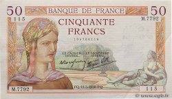50 Francs CÉRÈS modifié FRANCE  1938 F.18.10