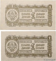 1 Dinar Lot YUGOSLAVIA  1944 P.048a XF+