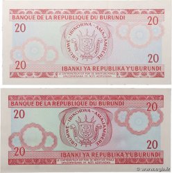 20 Francs Lot BURUNDI  1991 P.27c et P.27d UNC