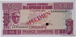 50 Francs Guinéens Spécimen GUINÉE  1985 P.29s NEUF