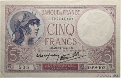 5 Francs FEMME CASQUÉE modifié FRANCE  1940 F.04.18