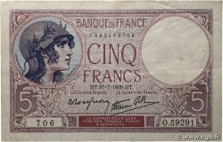 5 Francs FEMME CASQUÉE modifié FRANCE  1939 F.04.03