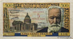 5 NF sur 500 Francs Victor HUGO FRANCE  1958 F.52.01 F+