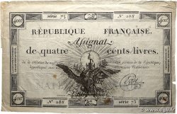 400 Livres FRANCE  1792 Ass.38a VF