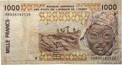 1000 Francs WEST AFRICAN STATES  1998 P.911Sb VG