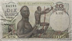 10 Francs FRENCH WEST AFRICA  1954 P.37 VF