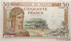 50 Francs CÉRÈS modifié FRANCIA  1939 F.18.20