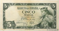 5 Pesetas ESPAGNE  1954 P.146a TTB+