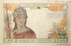 5 Piastres INDOCHINE FRANÇAISE  1936 P.055c TB+