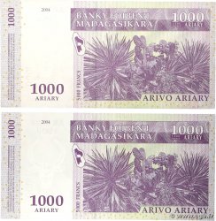 5000 Francs - 1000 Ariary Lot MADAGASCAR  2004 P.089a SUP