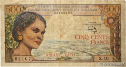 500 Francs - 100 Ariary MADAGASCAR  1964 P.058a B+