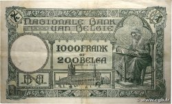 1000 Francs - 200 Belgas BELGIQUE  1935 P.104 TB+