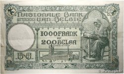 1000 Francs - 200 Belgas BELGIQUE  1937 P.104 TTB+