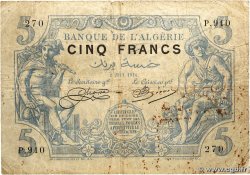 5 Francs ALGÉRIE  1916 P.071a