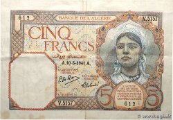 5 Francs ALGÉRIE  1941 P.077b