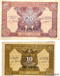 10 et 20 Cents Lot INDOCHINE FRANÇAISE  1942 P.089a et P.090a