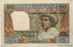 50 Francs - 10 Ariary MADAGASCAR  1969 P.061 BC+