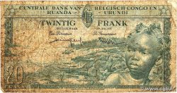 20 Francs BELGIAN CONGO  1957 P.31 VG