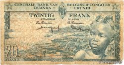 20 Francs BELGIAN CONGO  1959 P.31 VG