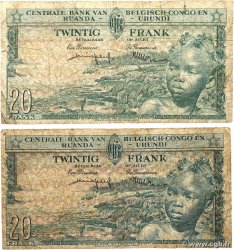 20 Francs Lot BELGIAN CONGO  1959 P.31 G