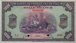 1000 Francs Spécimen FRENCH WEST AFRICA  1942 P.32s