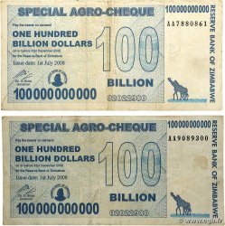 100 Billions Dollars Lot SIMBABWE  2008 P.64 fSS