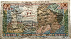 10 NF sur 500 Francs Pointe à Pitre ÎLE DE LA RÉUNION  1964 P.54a B+