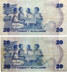 20 Shillings Lot KENYA  1982 P.21b TB+