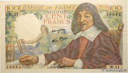 100 Francs DESCARTES FRANCE  1942 F.27.01