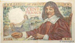 100 Francs DESCARTES FRANCE  1943 F.27.03