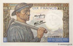10 Francs MINEUR FRANCE  1941 F.08.01