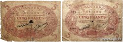 5 Francs Cabasson rouge Lot ÎLE DE LA RÉUNION  1938 P.14 B
