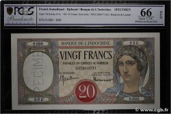 20 Francs Spécimen DJIBOUTI  1941 P.07Bs