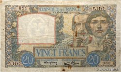 20 Francs TRAVAIL ET SCIENCE FRANCE  1940 F.12.09