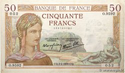 50 Francs CÉRÈS modifié FRANCE  1939 F.18.21