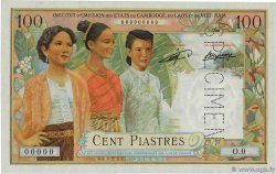 100 Piastres - 100 Kip Spécimen INDOCINA FRANCESE  1954 P.103s AU
