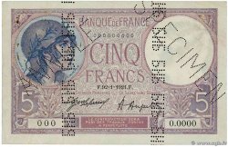 5 Francs FEMME CASQUÉE Spécimen FRANCIA  1921 F.03.05Sp SPL+