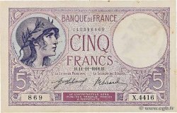 5 Francs FEMME CASQUÉE FRANCE  1918 F.03.02a XF