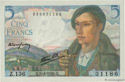 5 Francs BERGER FRANCE  1945 F.05.06 UNC
