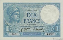 10 Francs MINERVE FRANCE  1922 F.06.06 AU