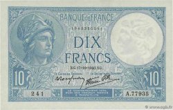 10 Francs MINERVE modifié FRANCIA  1940 F.07.17 SPL+